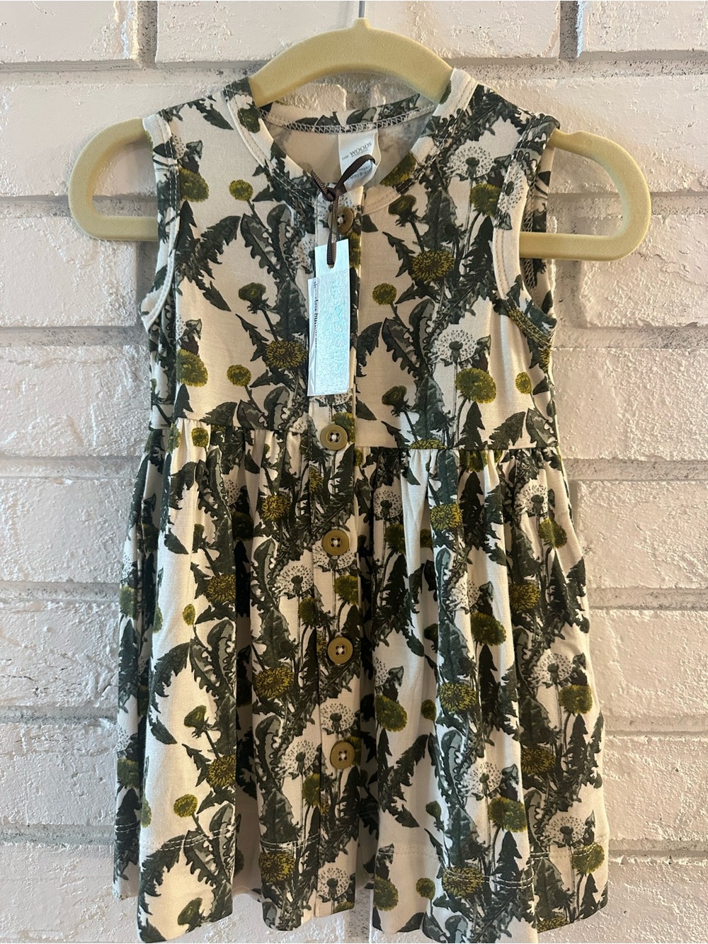 kate quinn Olive Green Botanical Button-Front Sleeveless Dress